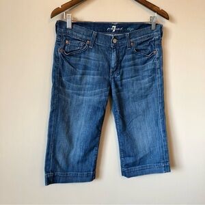 7 For All Mankind Dojo Stretchy Comfy Mid Rise Denim Jean Biker Shorts Blue